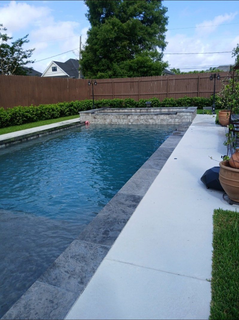 Chalmette custom pool and raised spa