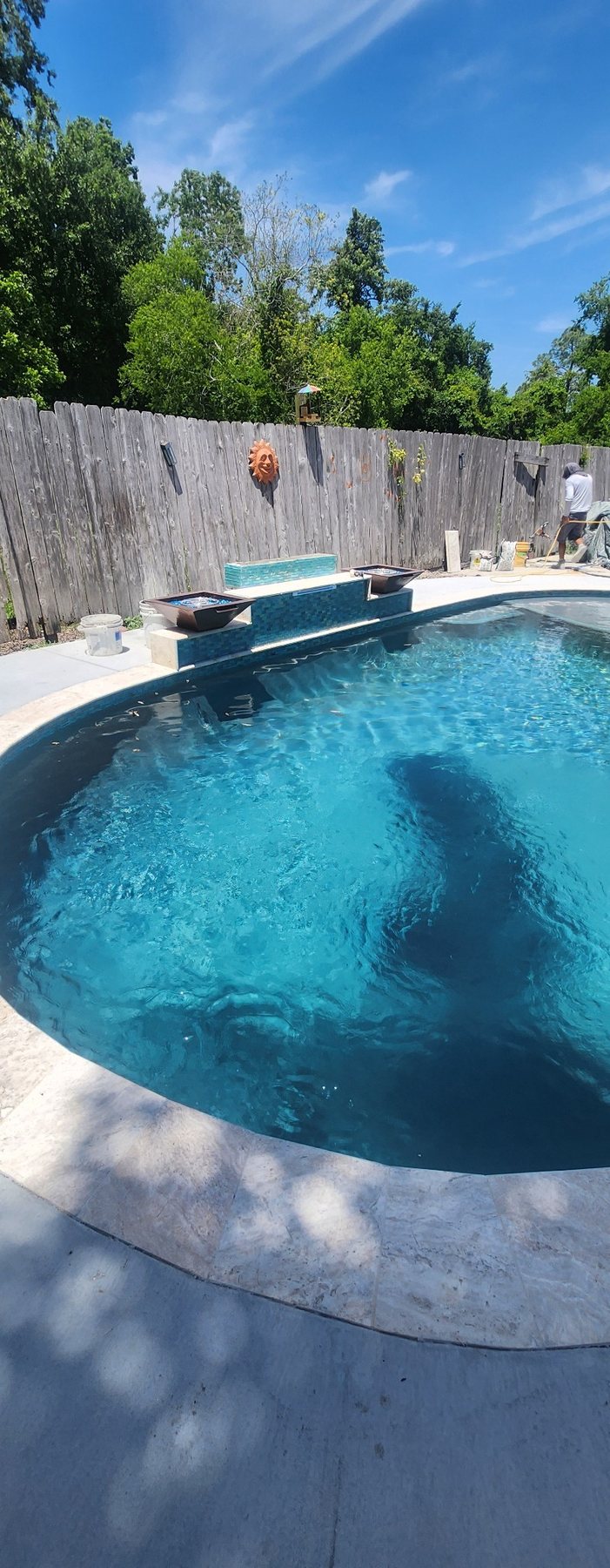 Westwego finished pool with custom water feature