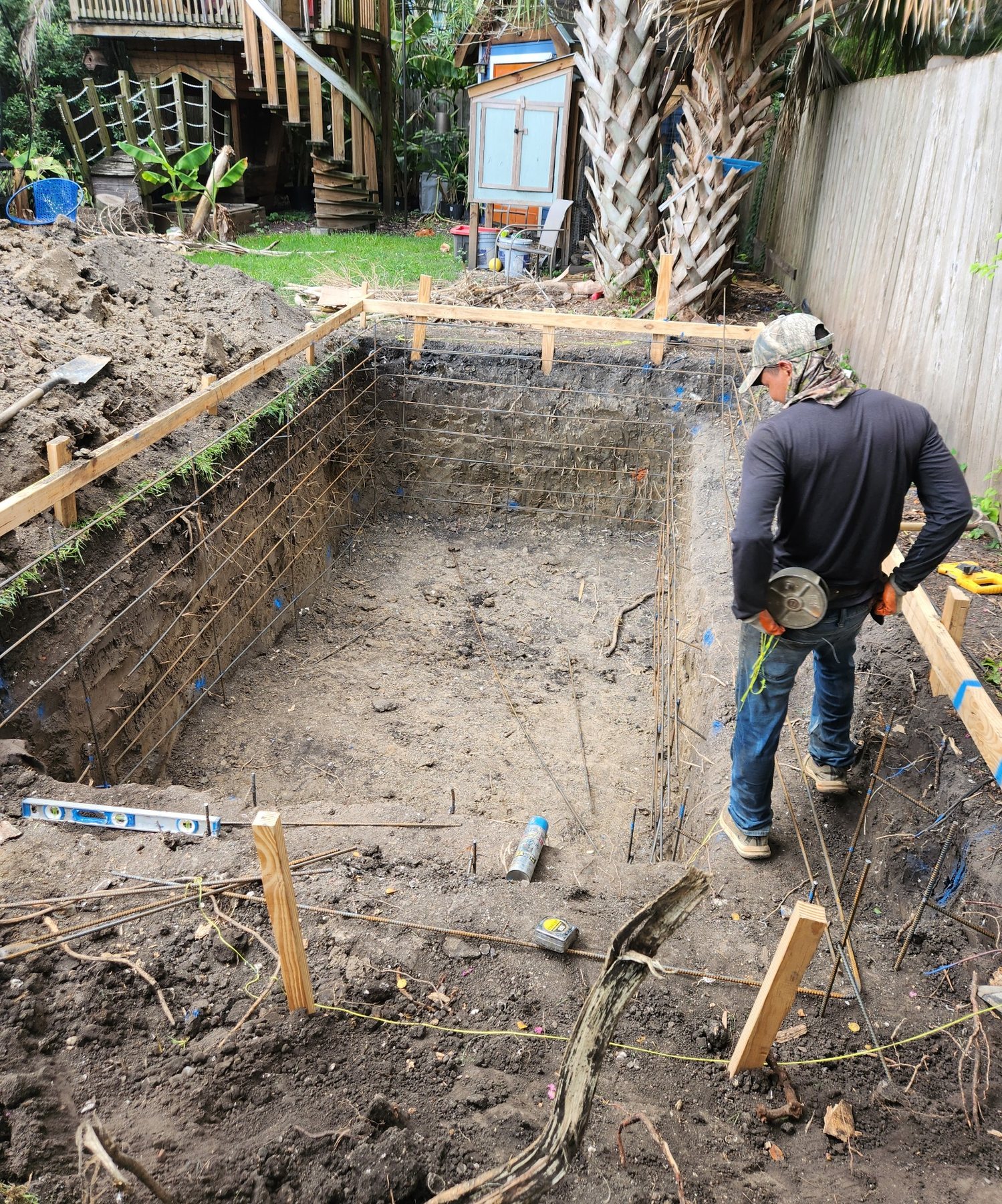 Mid-City New Orleans new pool construction steel stage